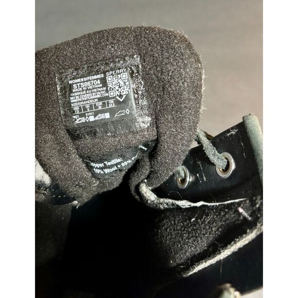 Sperry Women's Saltwater Duck Boots – Plaid Wool & Rubber – Black Gray Size 7.5 - Picture 4 of 4